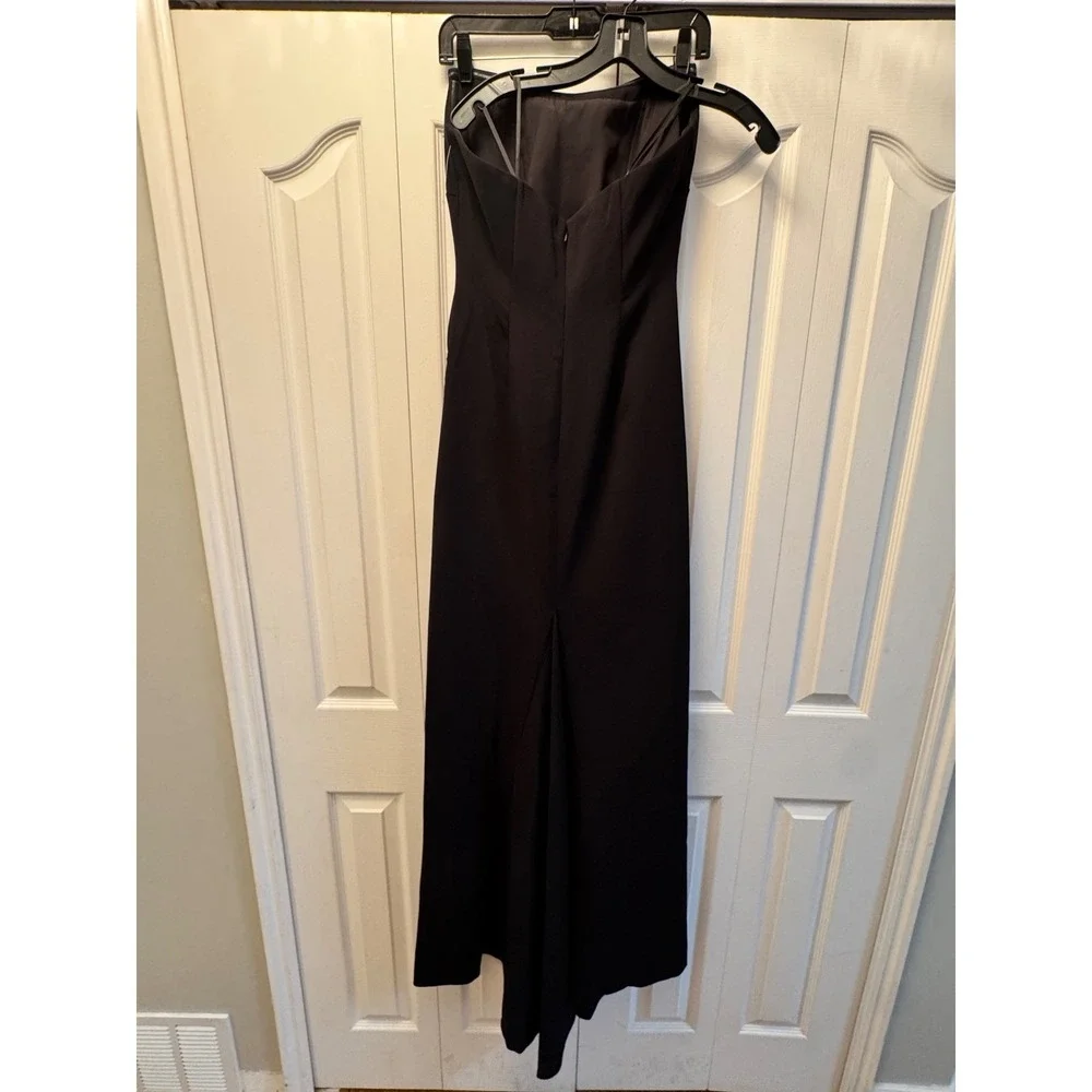 $1595 Rene‎ Ruiz Black Strapless Floral Sequin Evening Gown Maxi Dress Sz 4